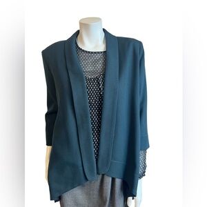 Alberto Makali New York Vintage Wool 3/4 Sleeve Dark Green High Low Blazer SZ L